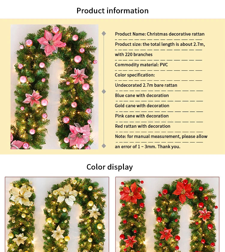 Luxury 2.7m LED Christmas Wreath with Lights