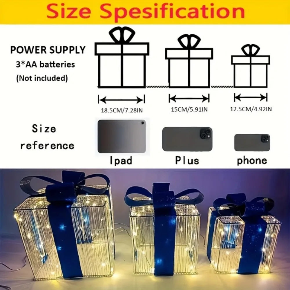 Festive Light Up Gift Boxes Set of Three