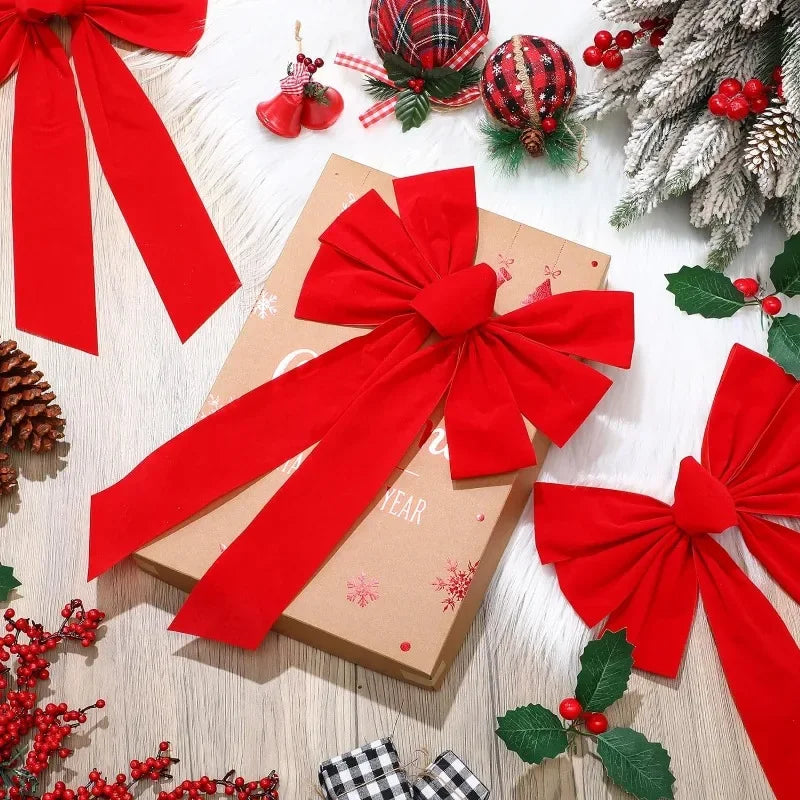 Big Red Bow Christmas Tree Topper