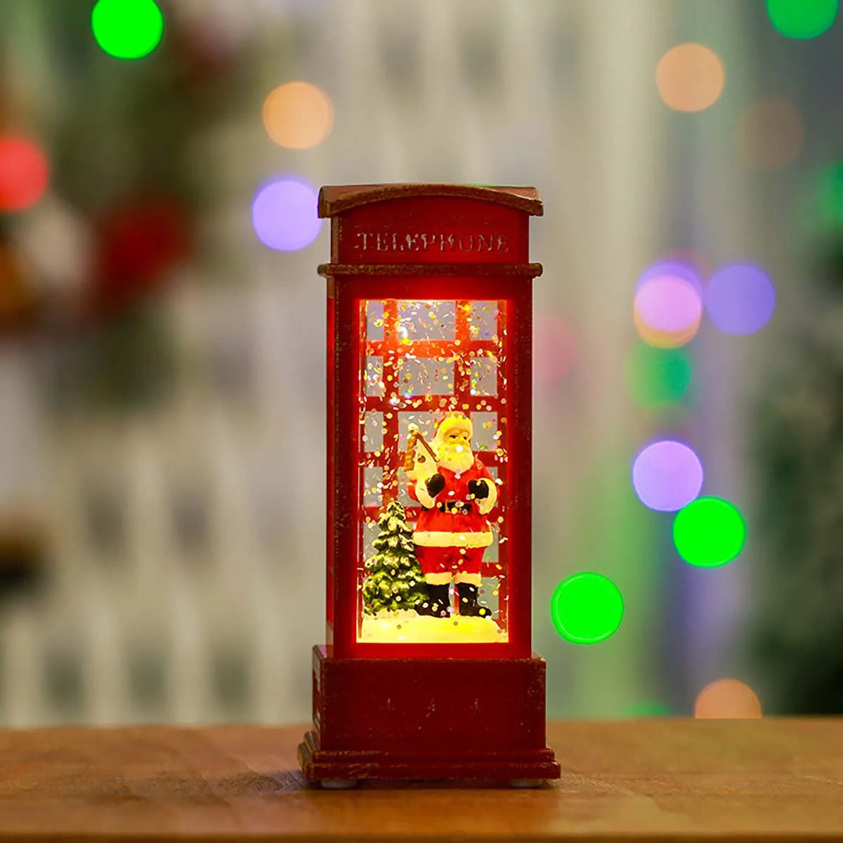 LED Christmas Red British Phone Box Decoration