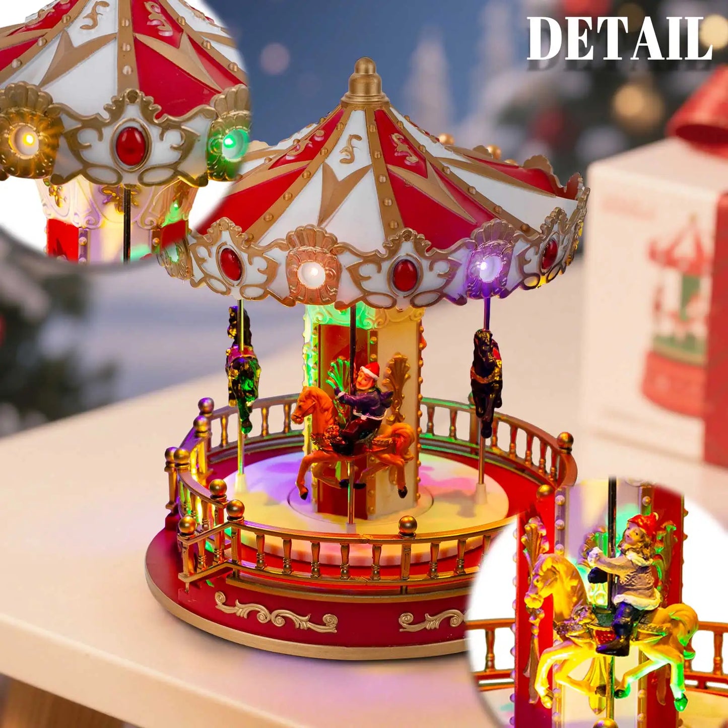 Animated Christmas Carousel with LED Lights