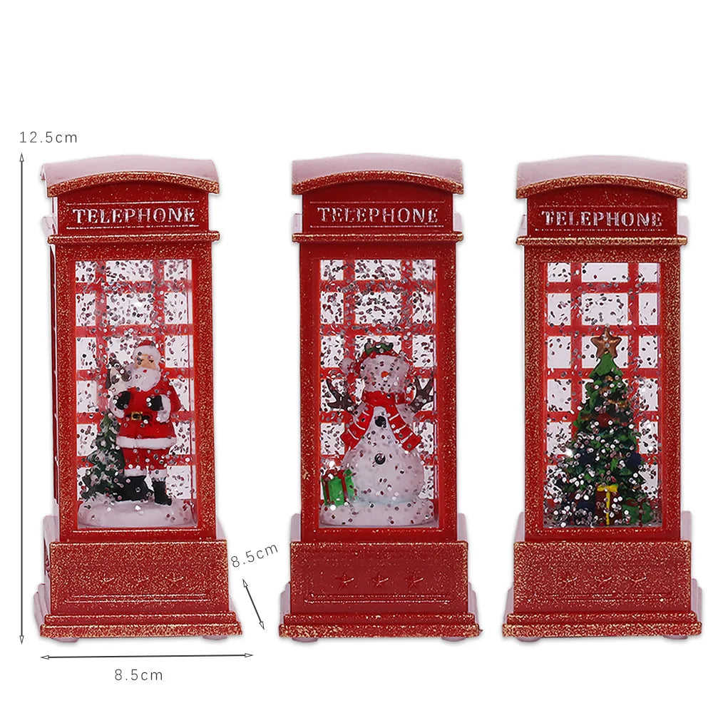 LED Christmas Red British Phone Box Decoration