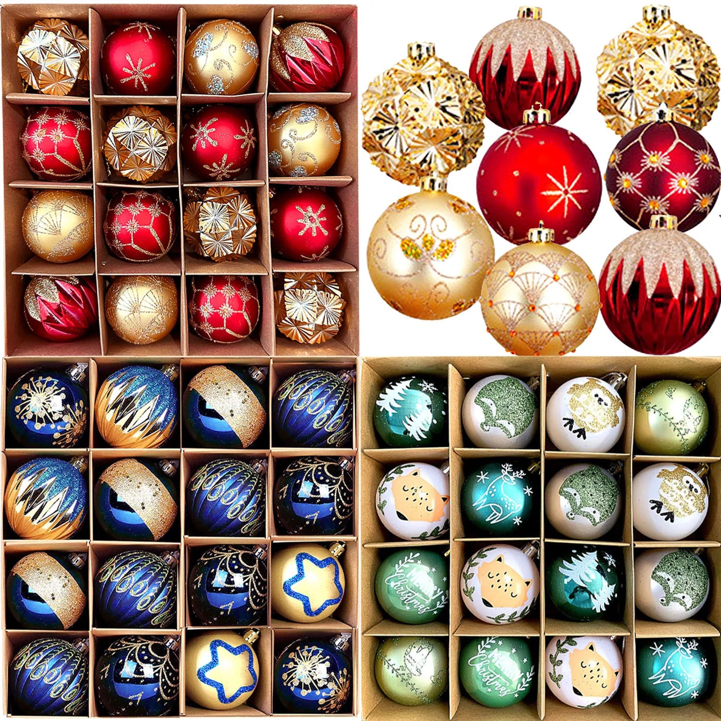 16PCS Luxury Electroplated Christmas Baubles
