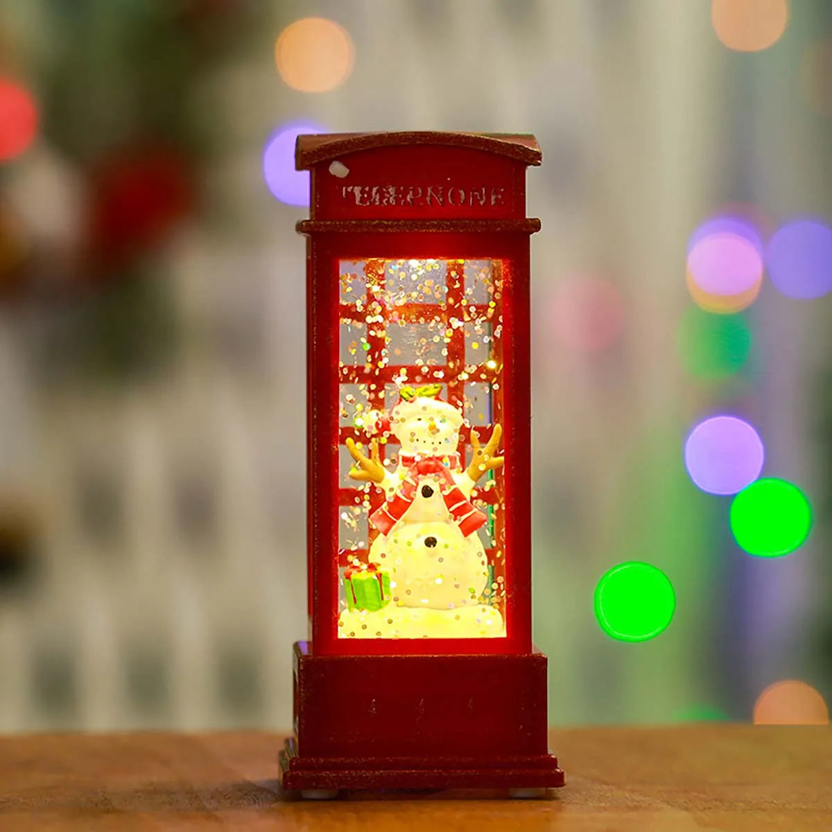 LED Christmas Red British Phone Box Decoration