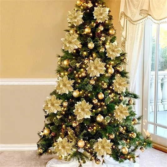 Luxury Glitter Christmas Flower Ornaments