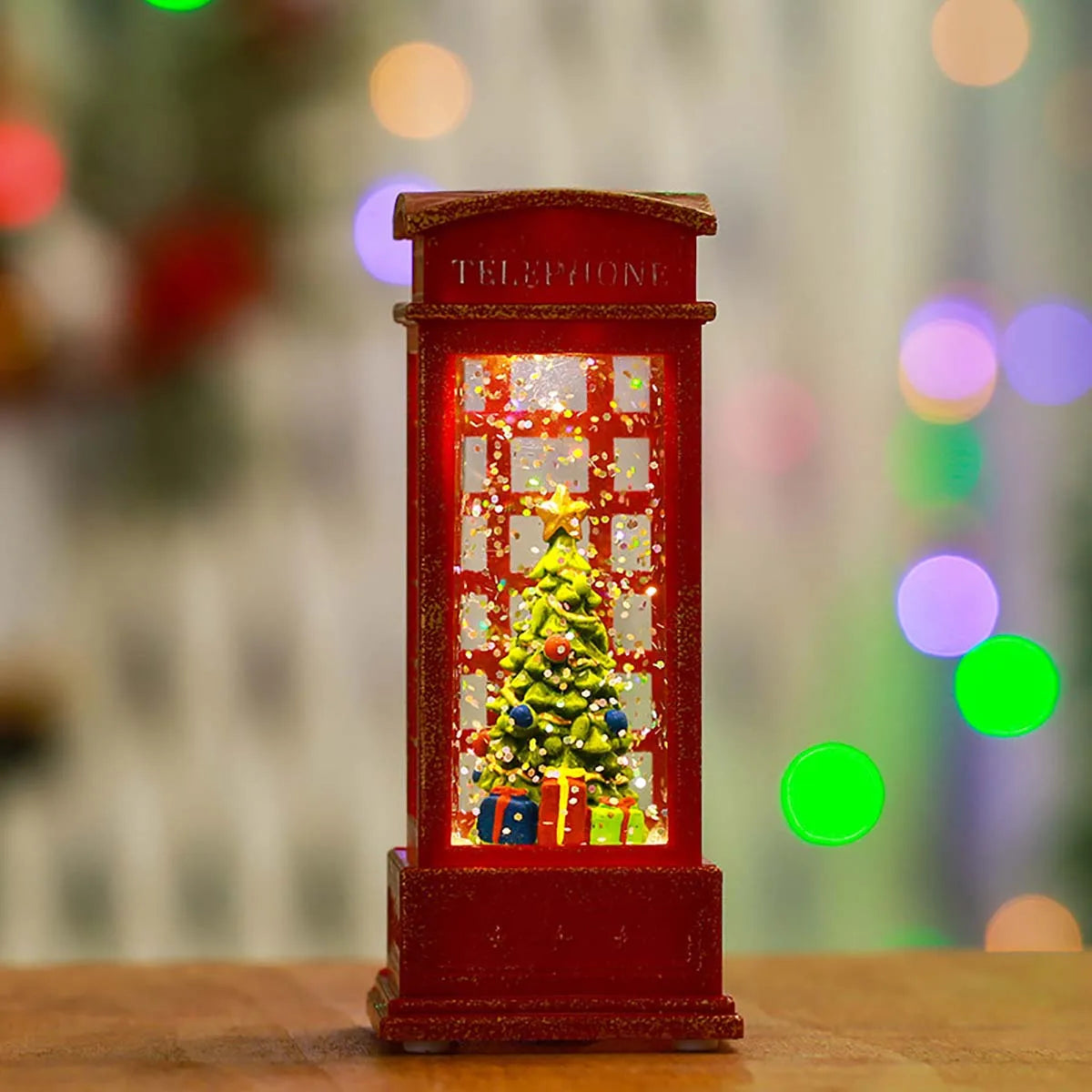 LED Christmas Red British Phone Box Decoration