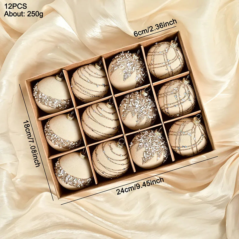 Luxury Velvet Christmas Baubles – 12pcs