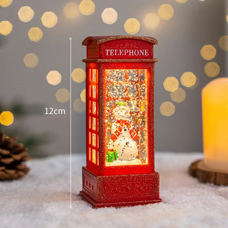 LED Christmas Red British Phone Box Decoration