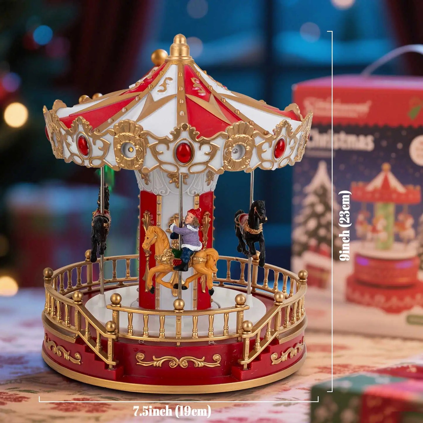 Animated Christmas Carousel with LED Lights