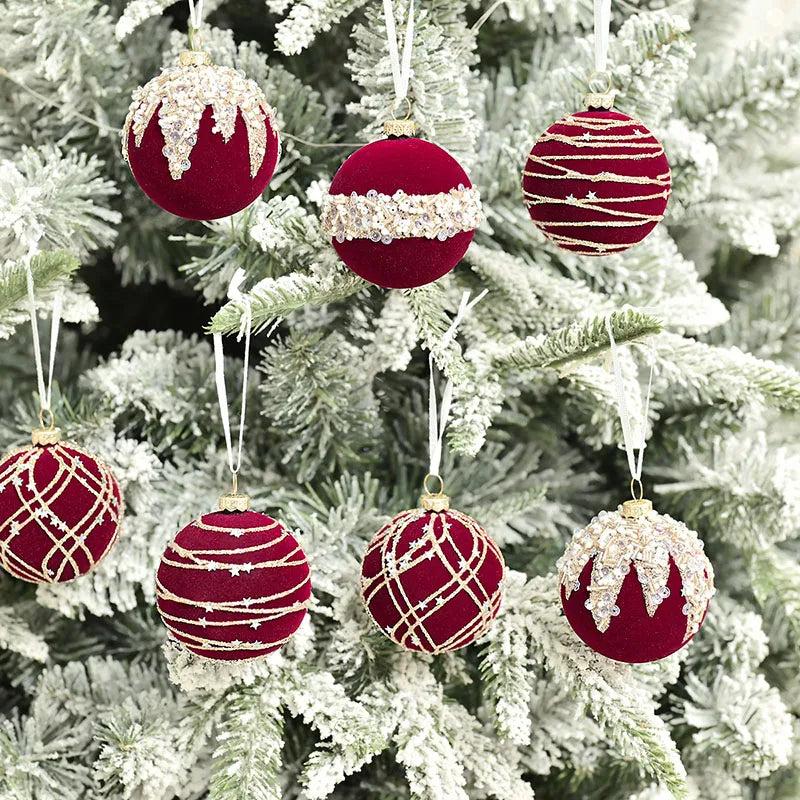 Luxury Velvet Christmas Baubles – 12pcs