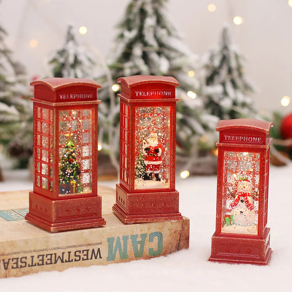 LED Christmas Red British Phone Box Decoration
