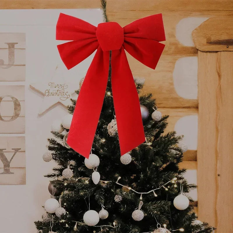 Big Red Bow Christmas Tree Topper