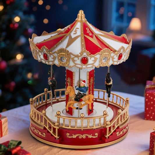 Animated Christmas Carousel with LED Lights