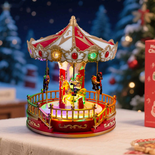 Animated Christmas Carousel with LED Lights