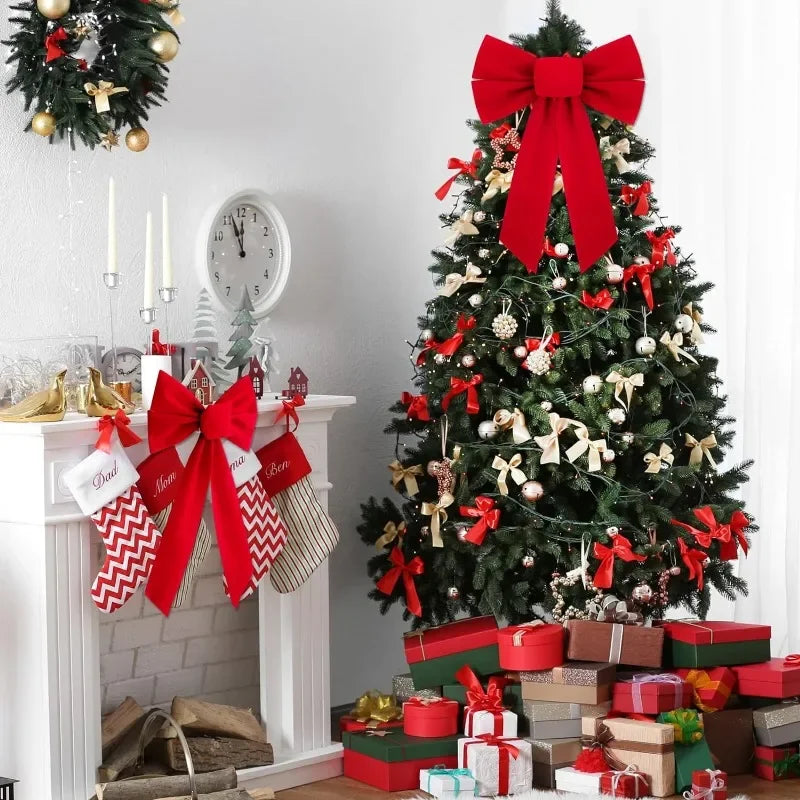 Big Red Bow Christmas Tree Topper