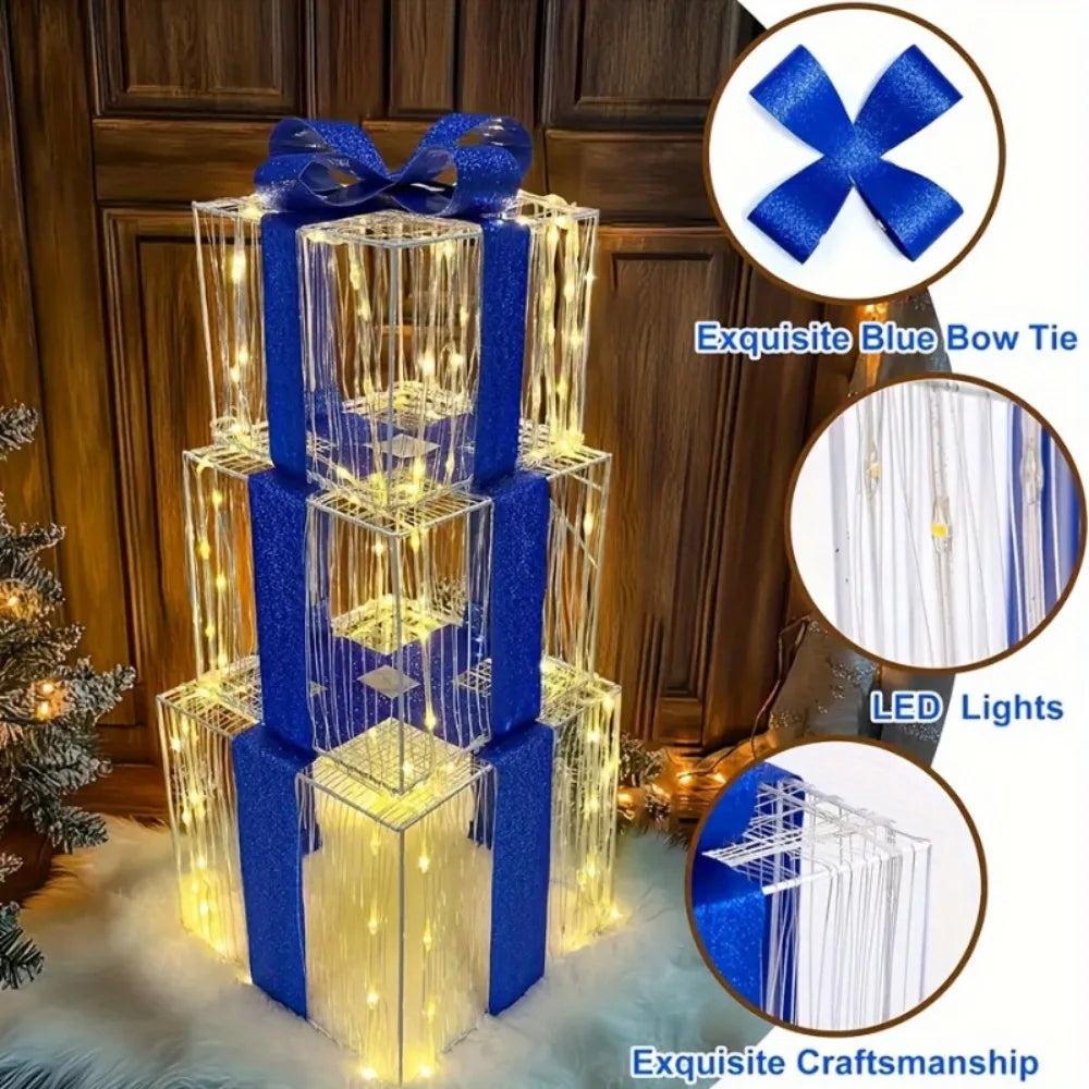 Festive Light Up Gift Boxes Set of Three