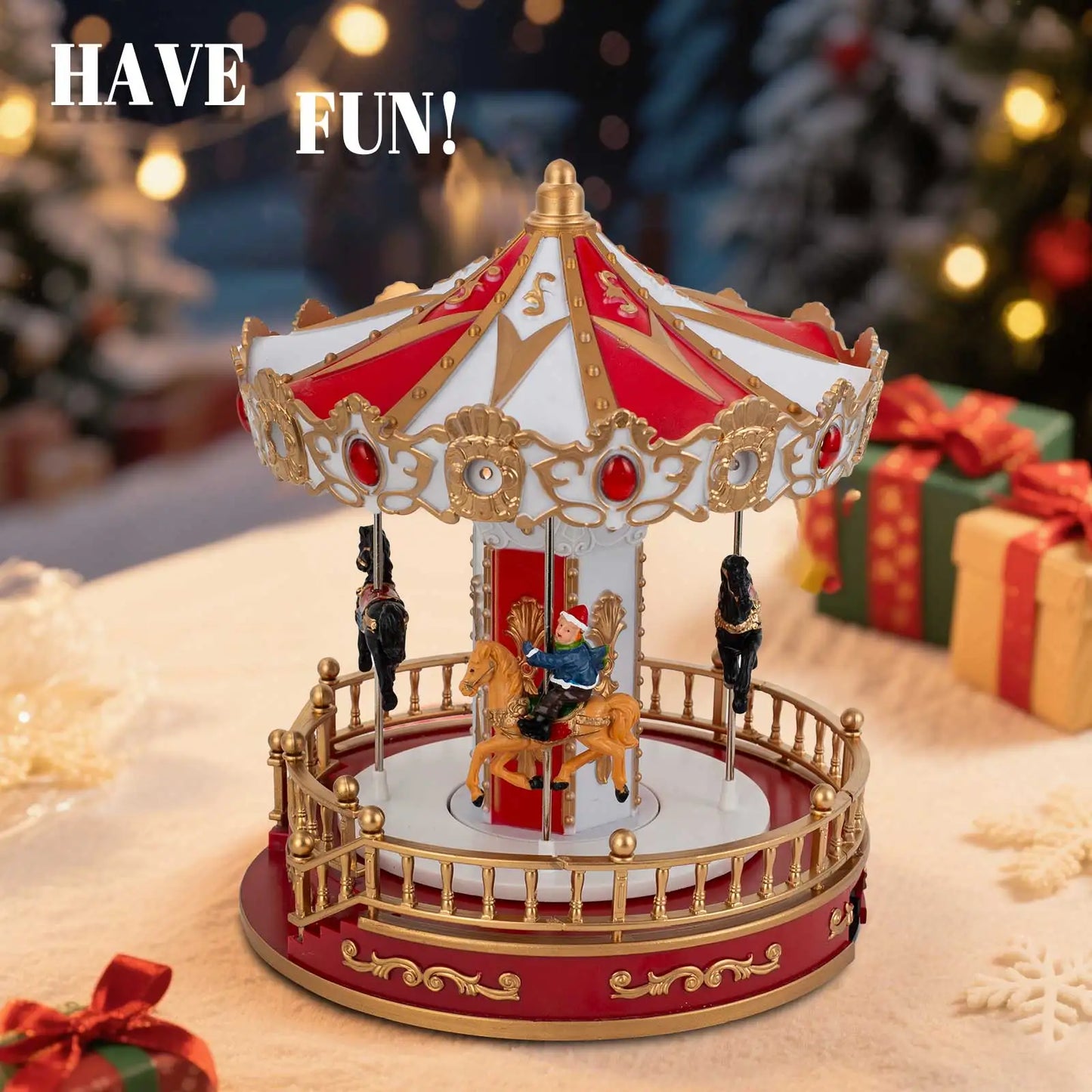 Animated Christmas Carousel with LED Lights
