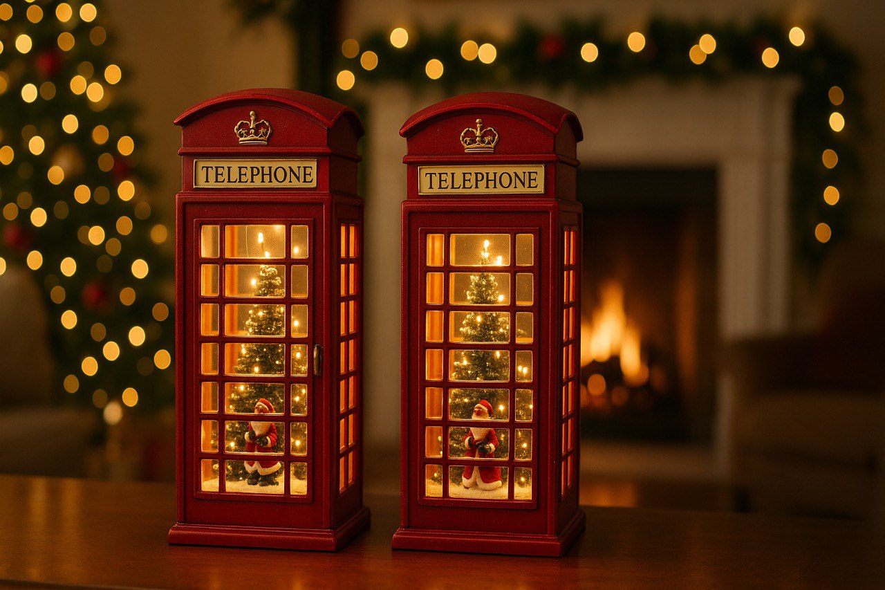 LED Christmas Red British Phone Box Decoration