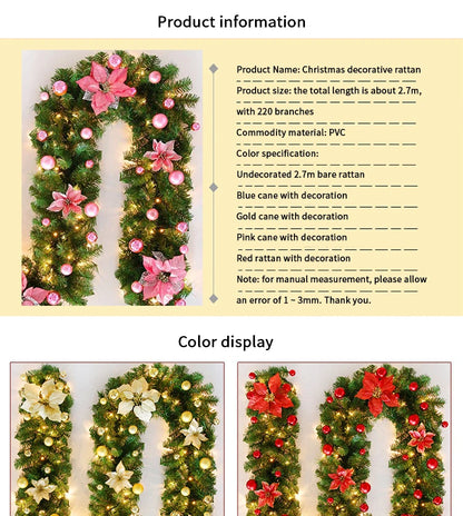 Luxury 2.7m LED Christmas Wreath with Lights