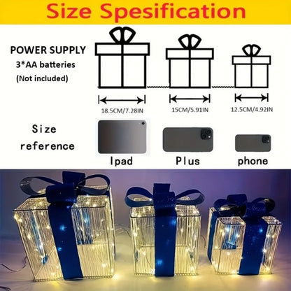 Festive Light Up Gift Boxes Set of Three