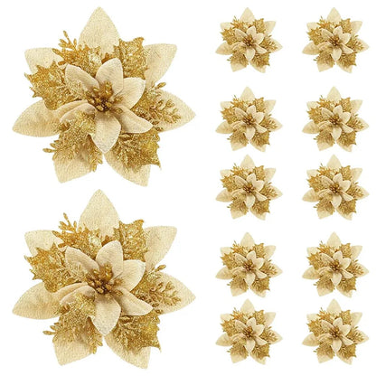 Luxury Glitter Christmas Flower Ornaments