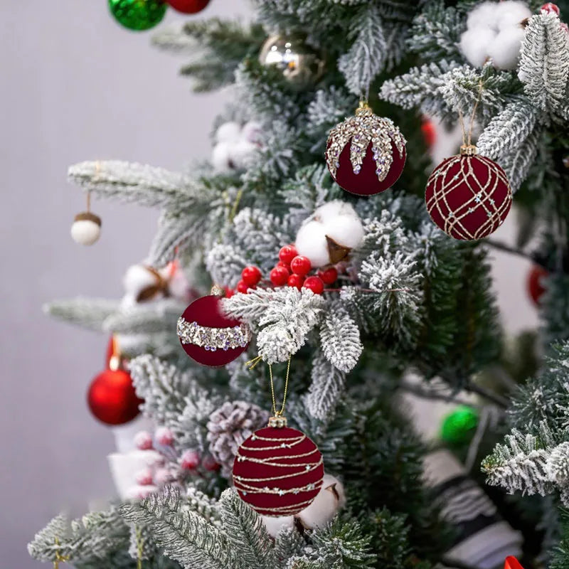 Luxury Velvet Christmas Baubles – 12pcs