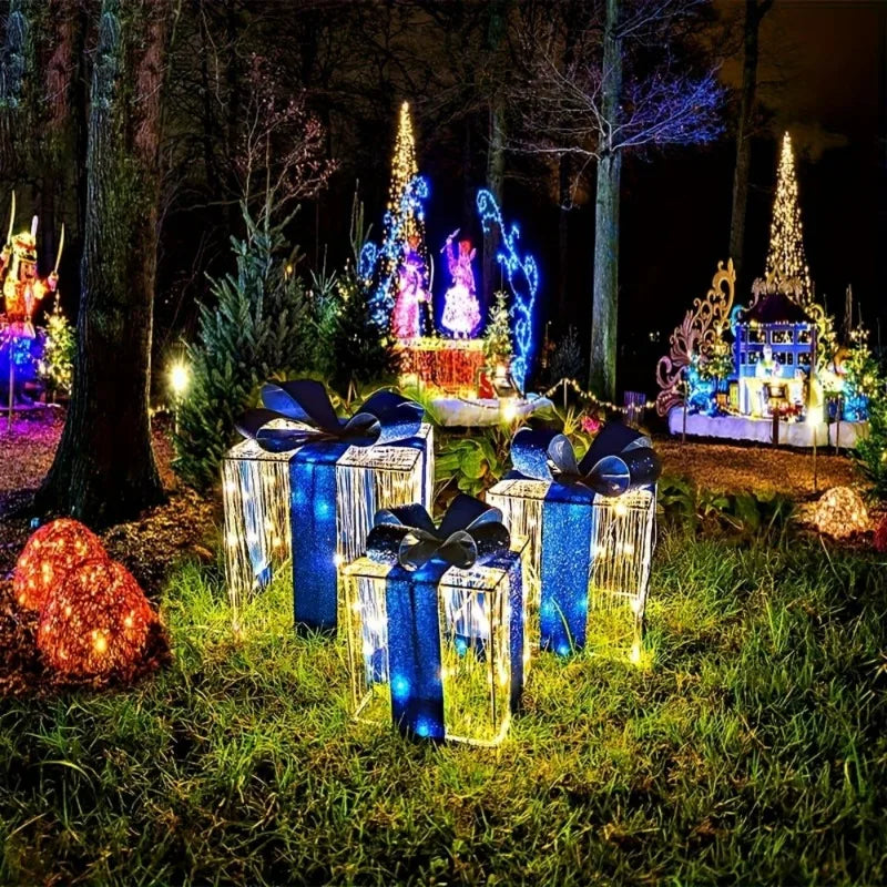 Festive Light Up Gift Boxes Set of Three