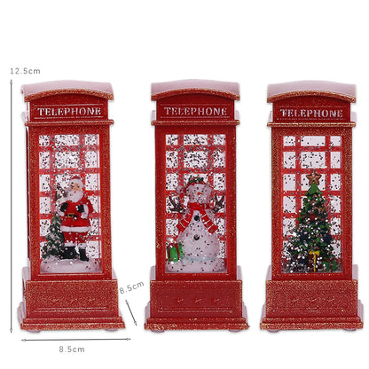 LED Christmas Red British Phone Box Decoration