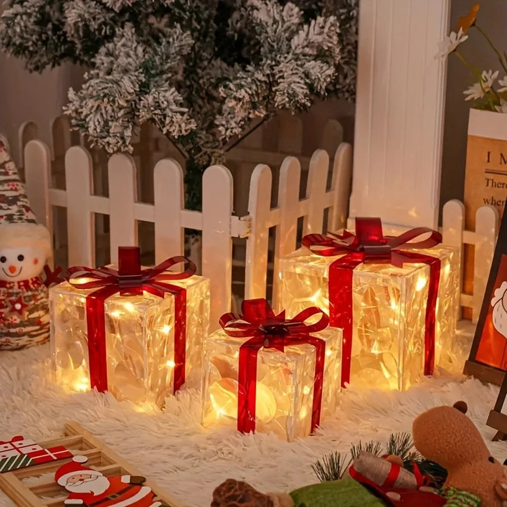 Festive Light Up Gift Boxes Set