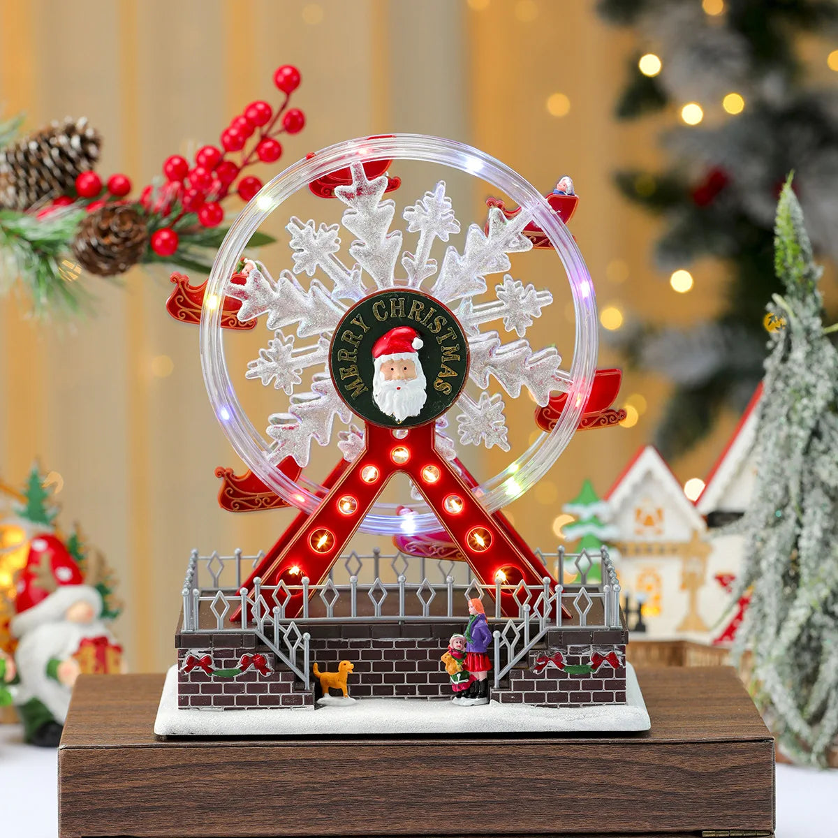 Santa Claus Spinning Light Up Ferris Wheel