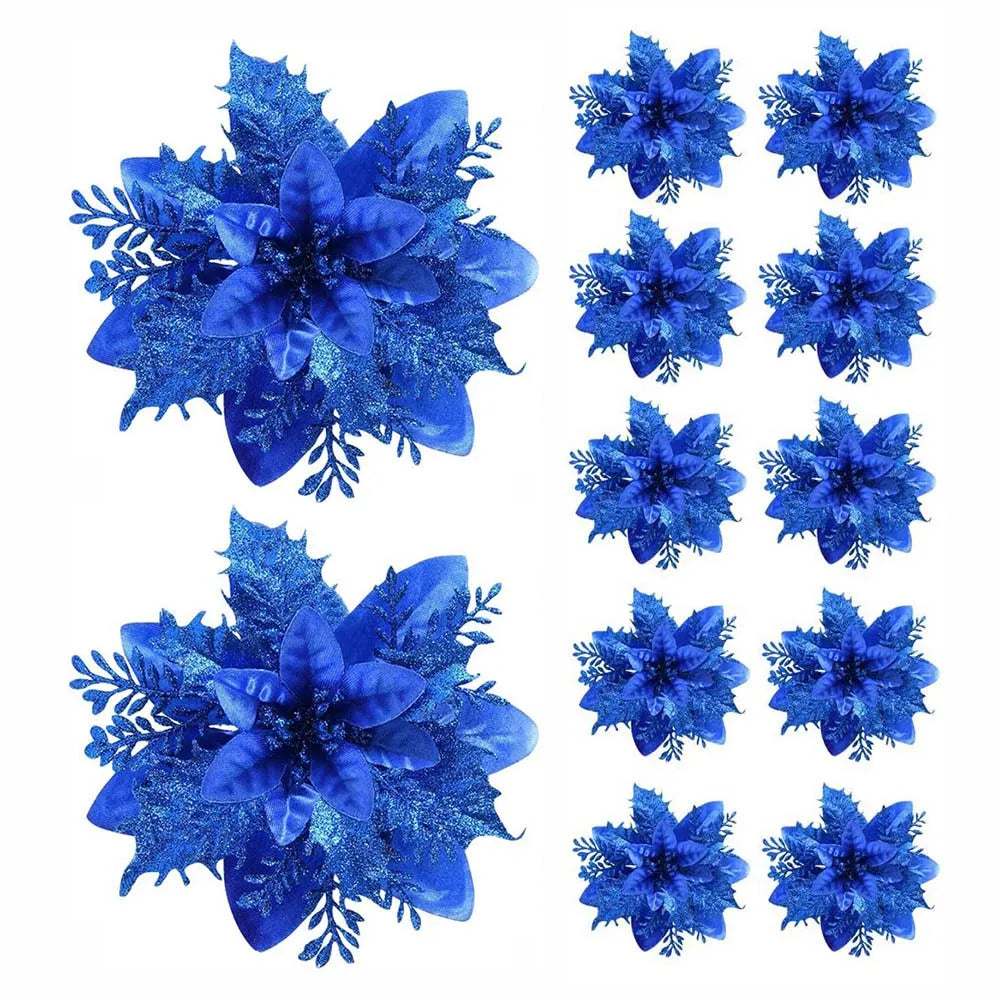 Luxury Glitter Christmas Flower Ornaments