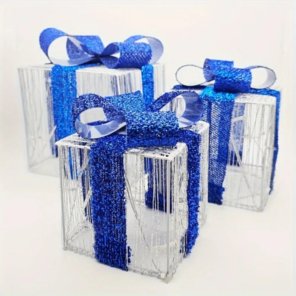 Festive Light Up Gift Boxes Set of Three