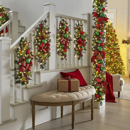 Christmas Stair Wreath with or without Lights