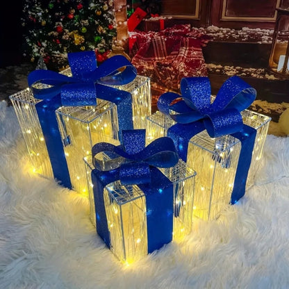 Festive Light Up Gift Boxes Set of Three