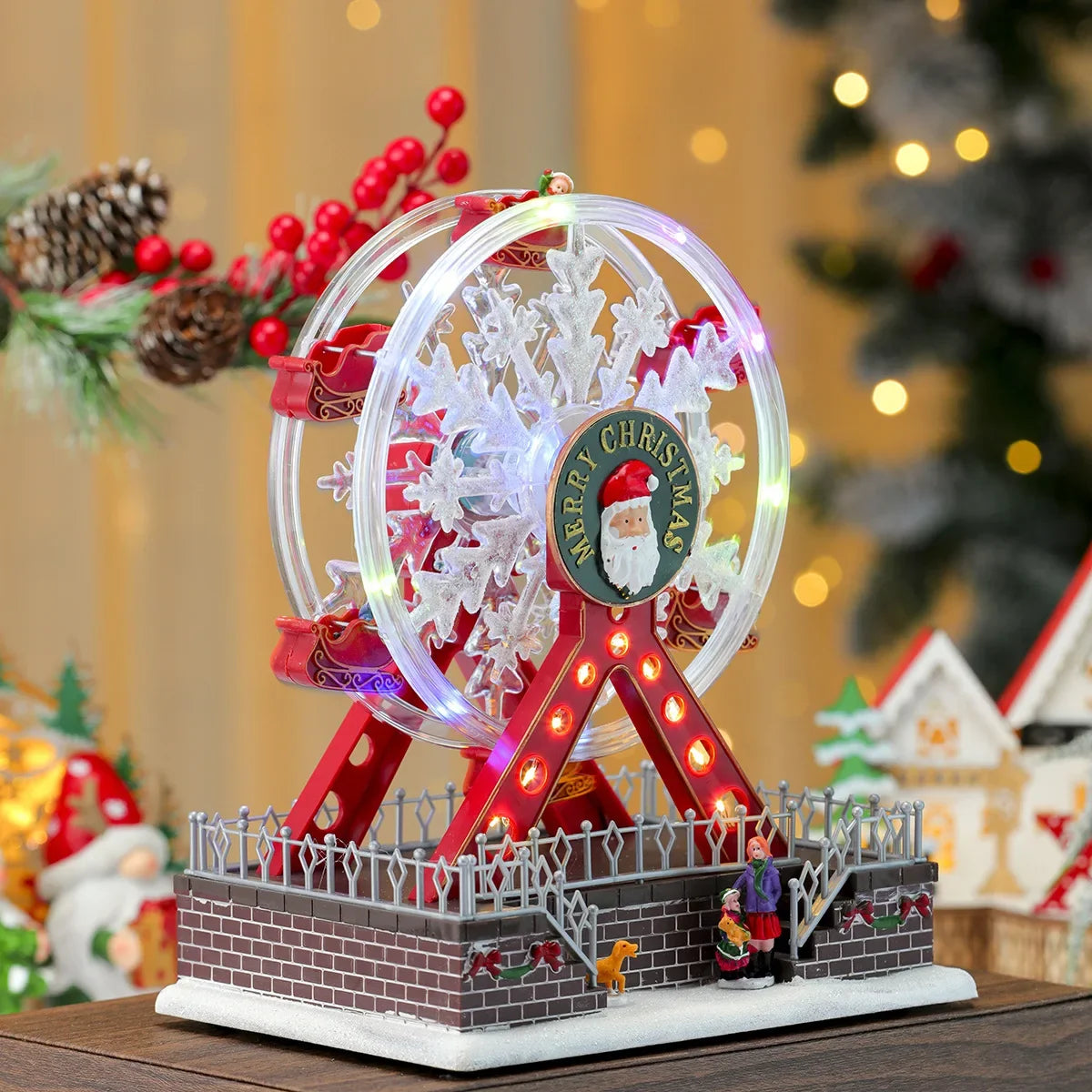 Santa Claus Spinning Light Up Ferris Wheel