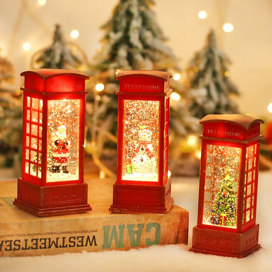 LED Christmas Red British Phone Box Decoration