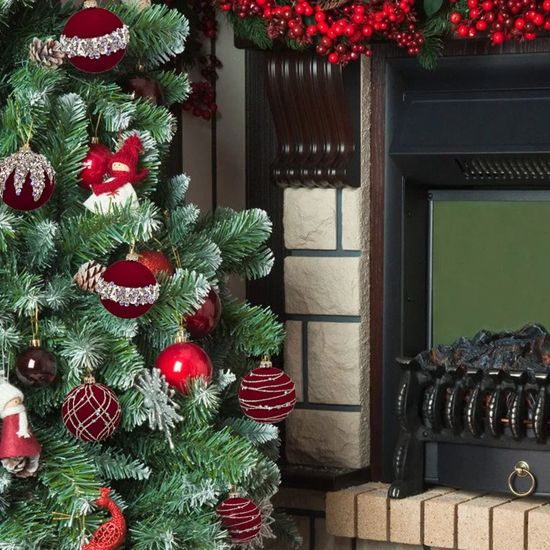 Luxury Velvet Christmas Baubles – 12pcs