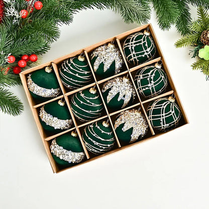 Luxury Velvet Christmas Baubles – 12pcs