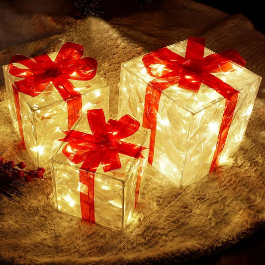 Festive Light Up Gift Boxes Set