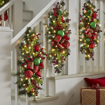 Christmas Stair Wreath with or without Lights