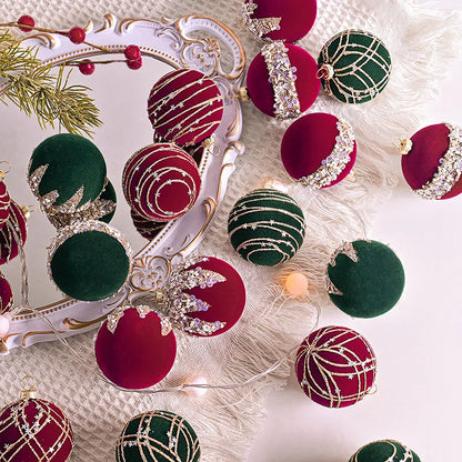 Luxury Velvet Christmas Baubles – 12pcs