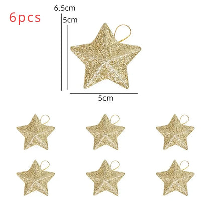 Glitter Star Christmas Decorations Set of 6