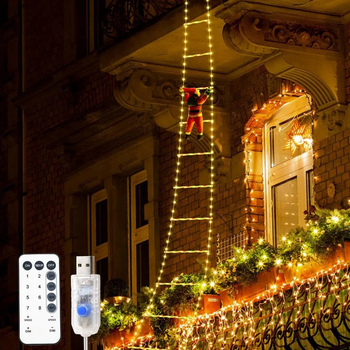 LED Santa Climbing Ladder