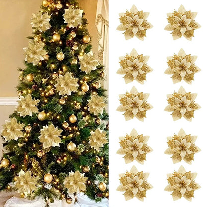 Luxury Glitter Christmas Flower Ornaments