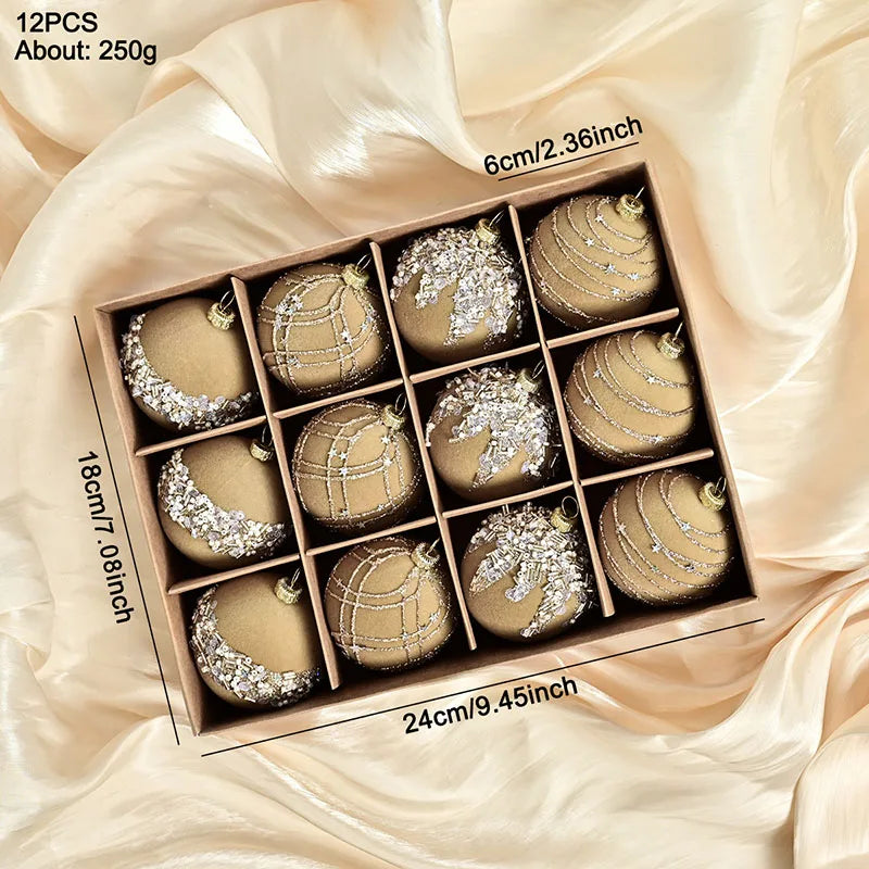 Luxury Velvet Christmas Baubles – 12pcs