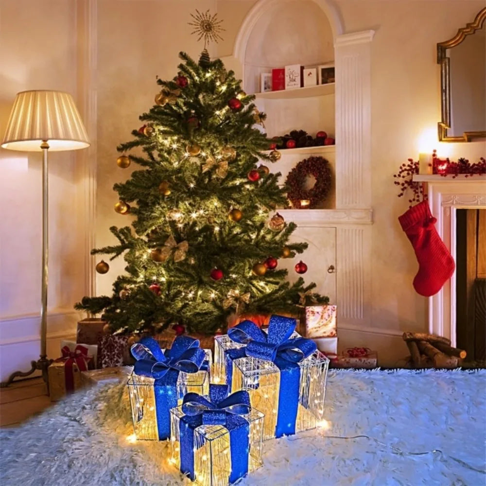 Festive Light Up Gift Boxes Set of Three